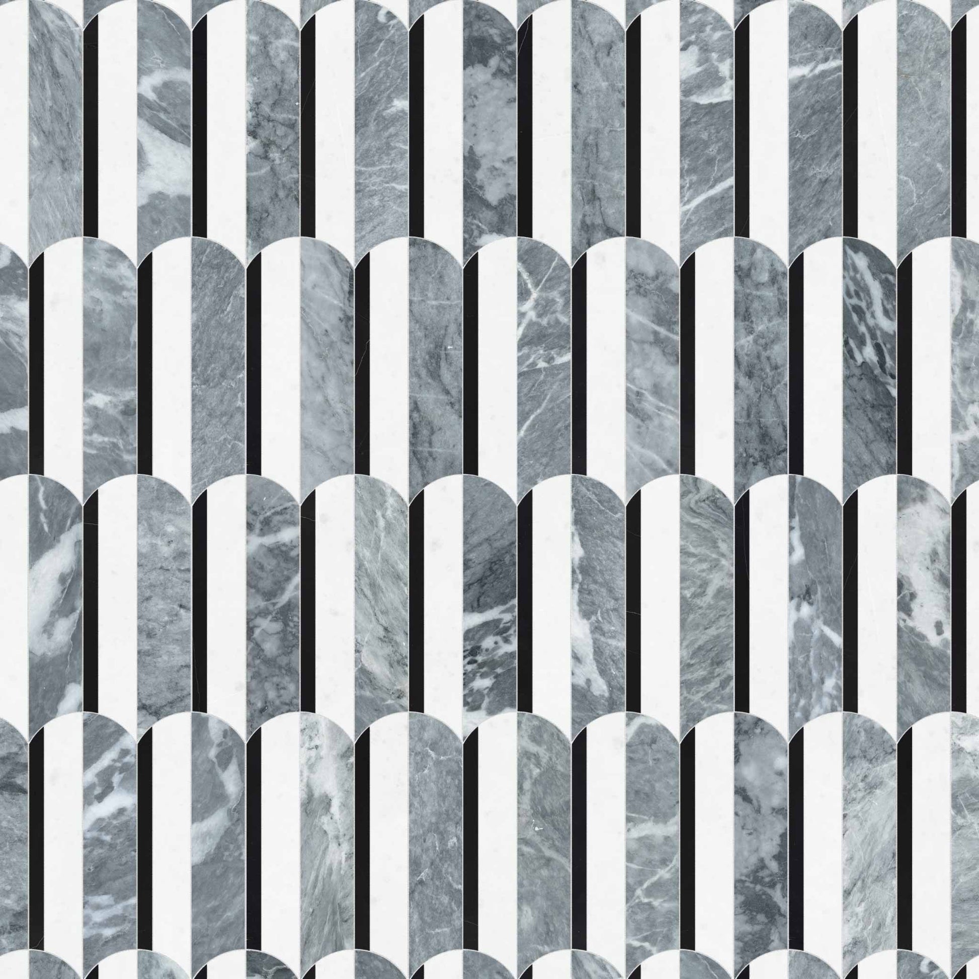 Wave Monochromo Honed w/ Polished Accents Mosaic