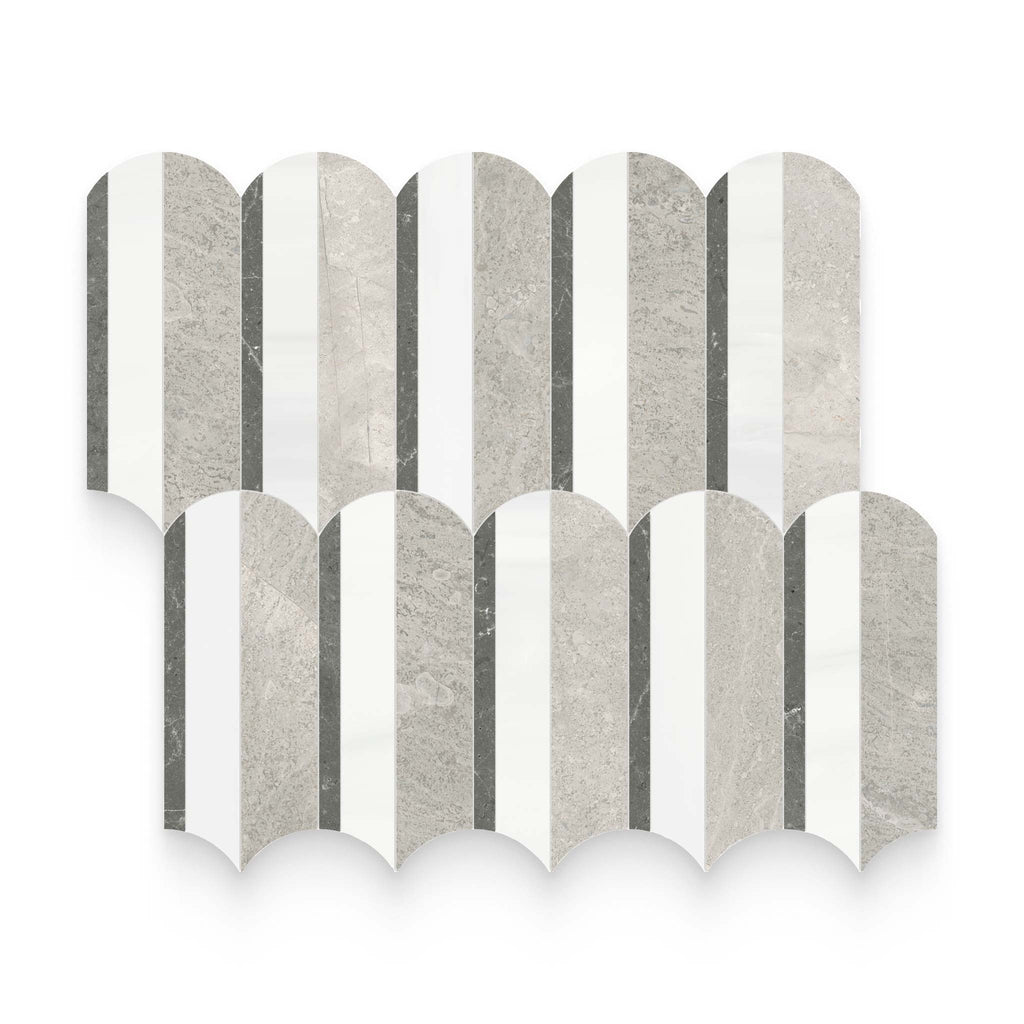 Wave Mist Honed w/ Polished Accents Mosaic