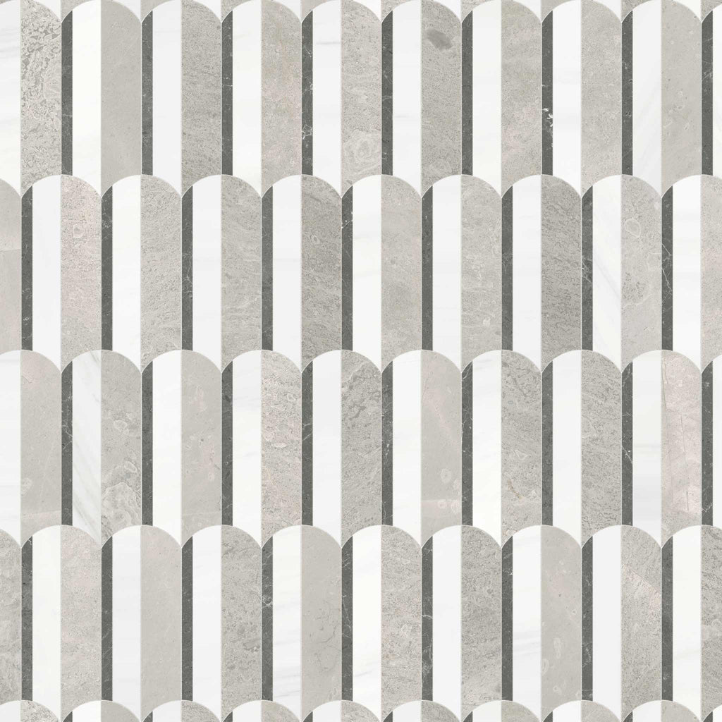 Wave Mist Honed w/ Polished Accents Mosaic