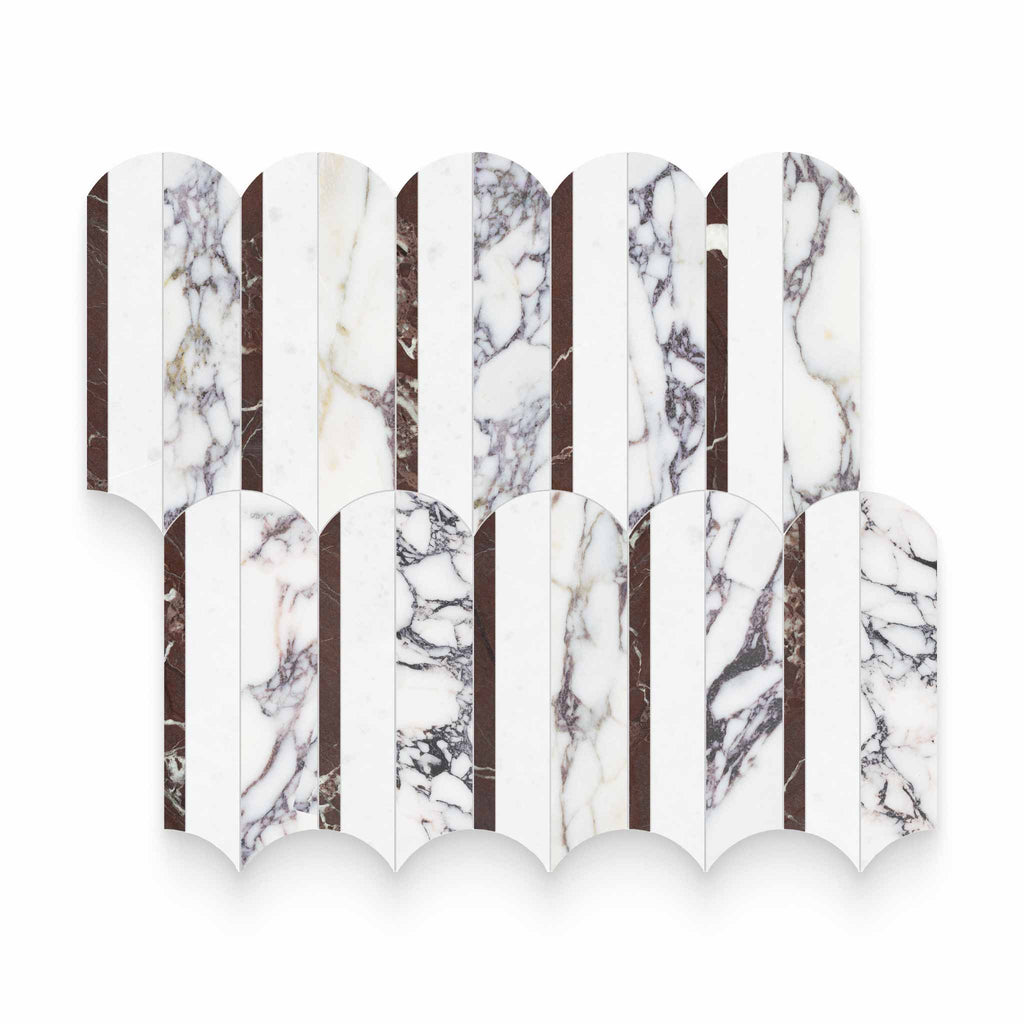 Wave Orchid Honed w/ Polished Accents Mosaic