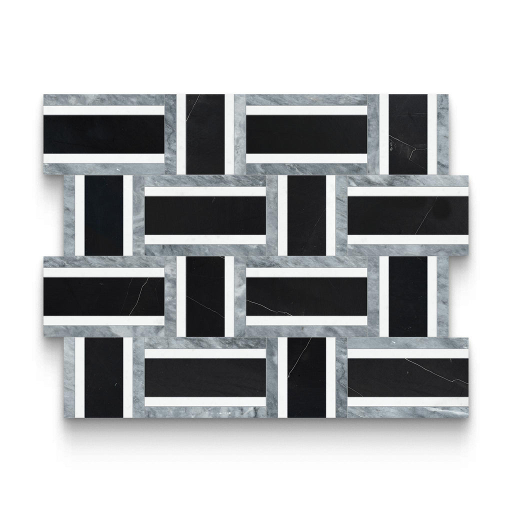 Weave Monochromo Polished w/ Honed Accents Mosaic