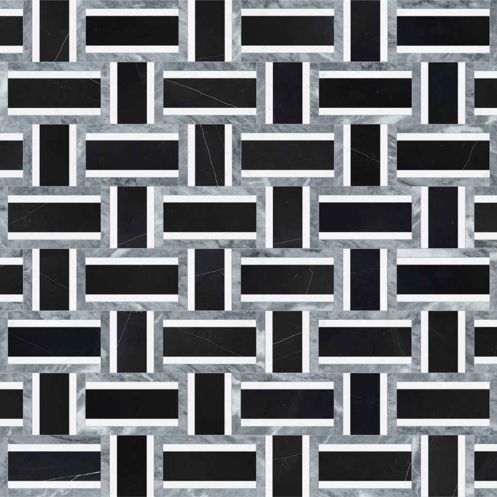 Weave Monochromo Polished w/ Honed Accents Mosaic