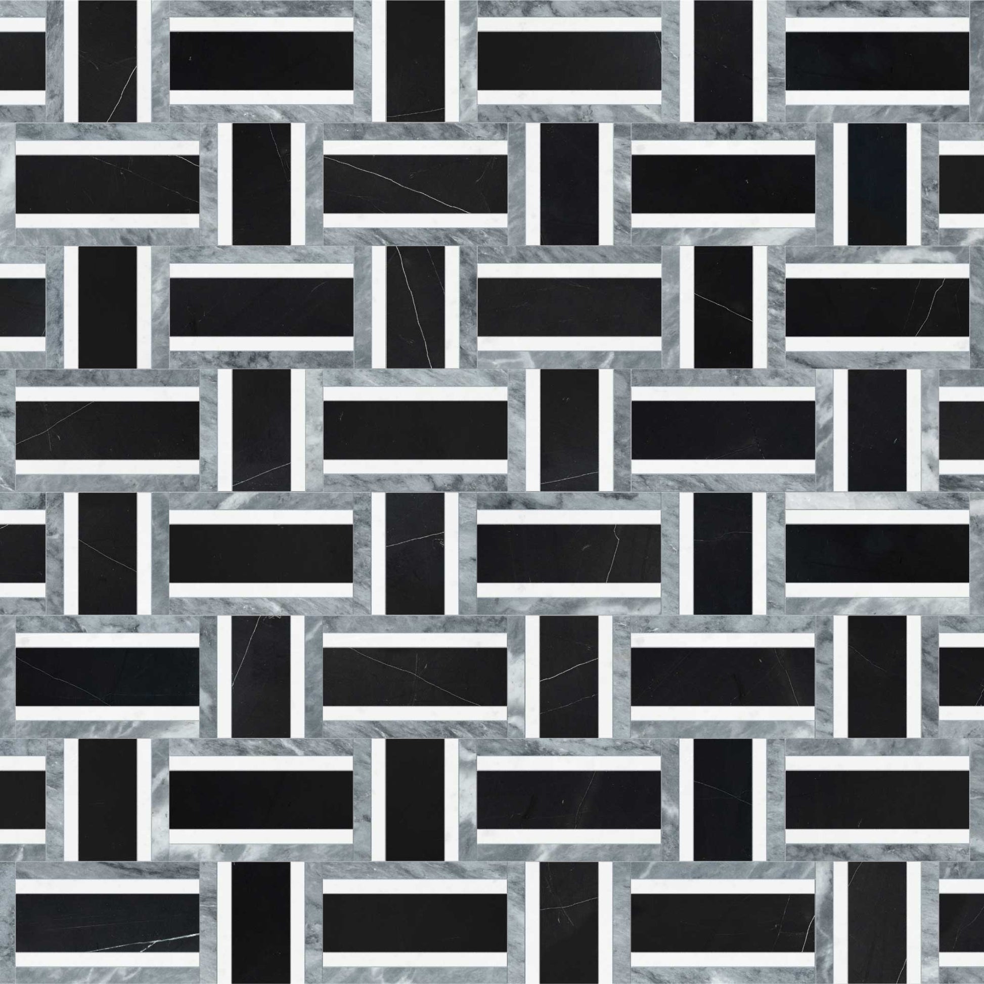 Weave Monochromo Polished w/ Honed Accents Mosaic