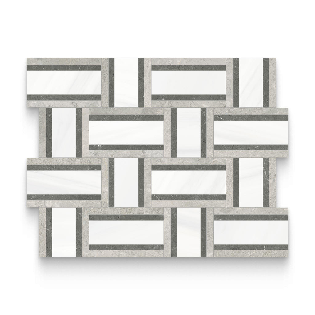 Weave Mist Honed w/ Polished Accents Mosaic