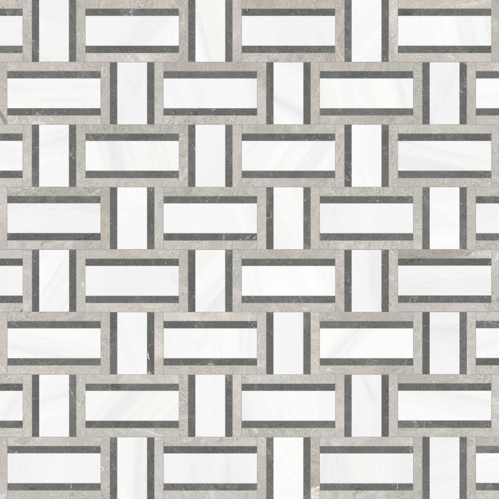 Weave Mist Honed w/ Polished Accents Mosaic